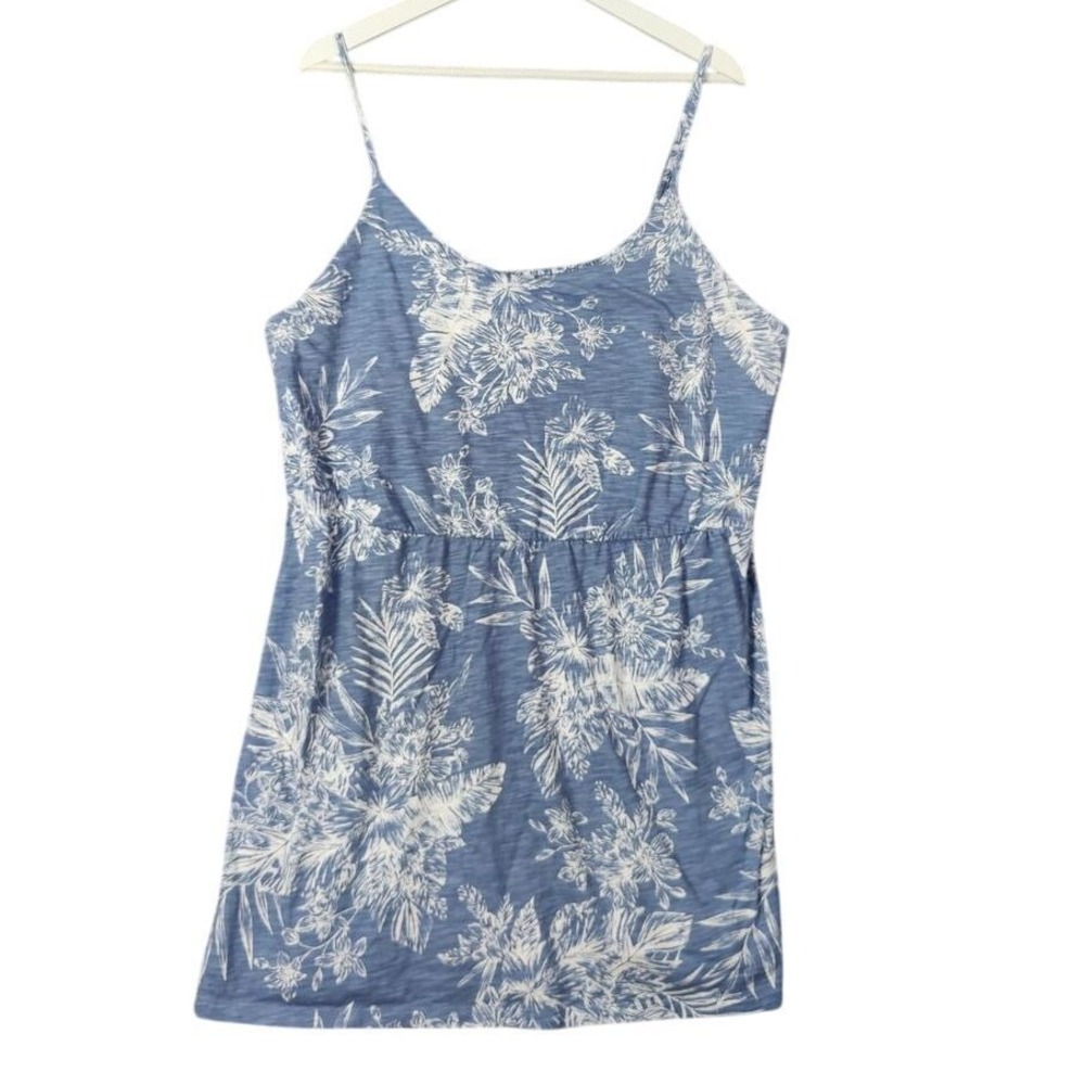 Old Navy Womens Tropical Beach 100% Cotton Dress XXL Blue Floral Palm Sundress